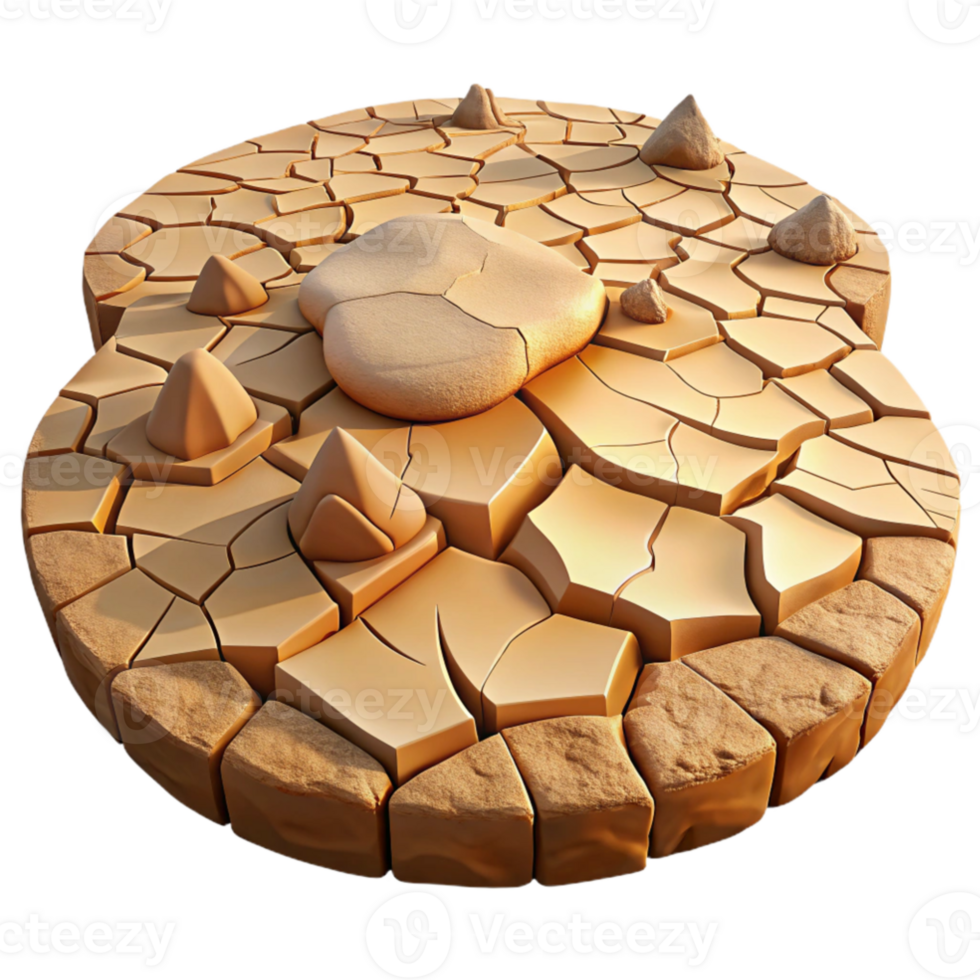 dramatic minimalist dramatic classic A cracked desert floor during a drought, harsh sunlight, dry and barren, photorealistic, high quality genuine png