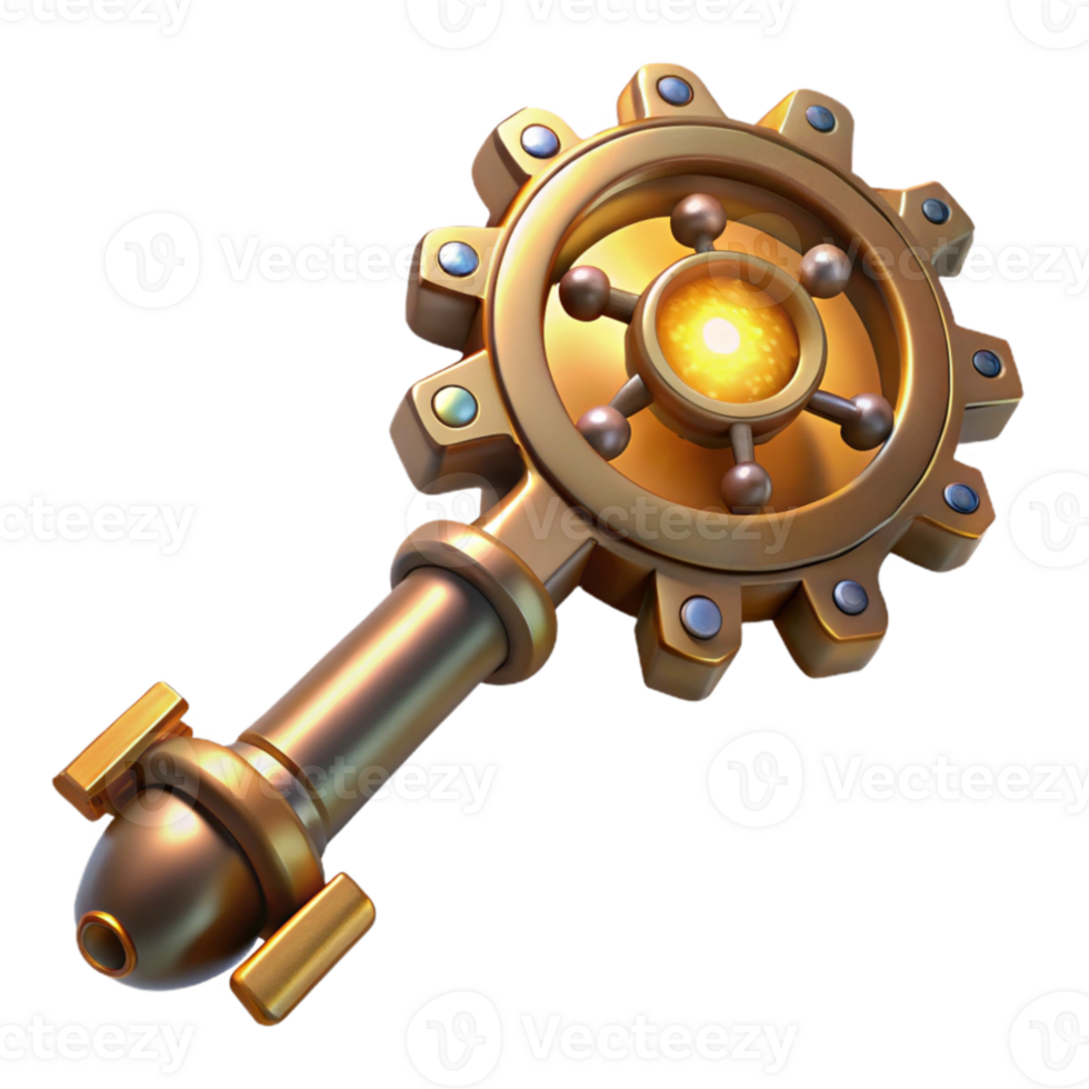 dramatic traditional serene artistic A detailed illustration of a steampunk key, ornate design with gears and moving parts, glowing runes etched on its surface, mysterious, ethereal lighting high... png