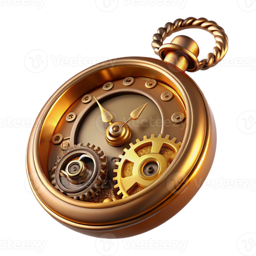elegant abstract impressive minimalist A close-up of a steampunk pocket watch, gears and springs intricately detailed, emitting a soft golden glow, against a dark backdrop.... png
