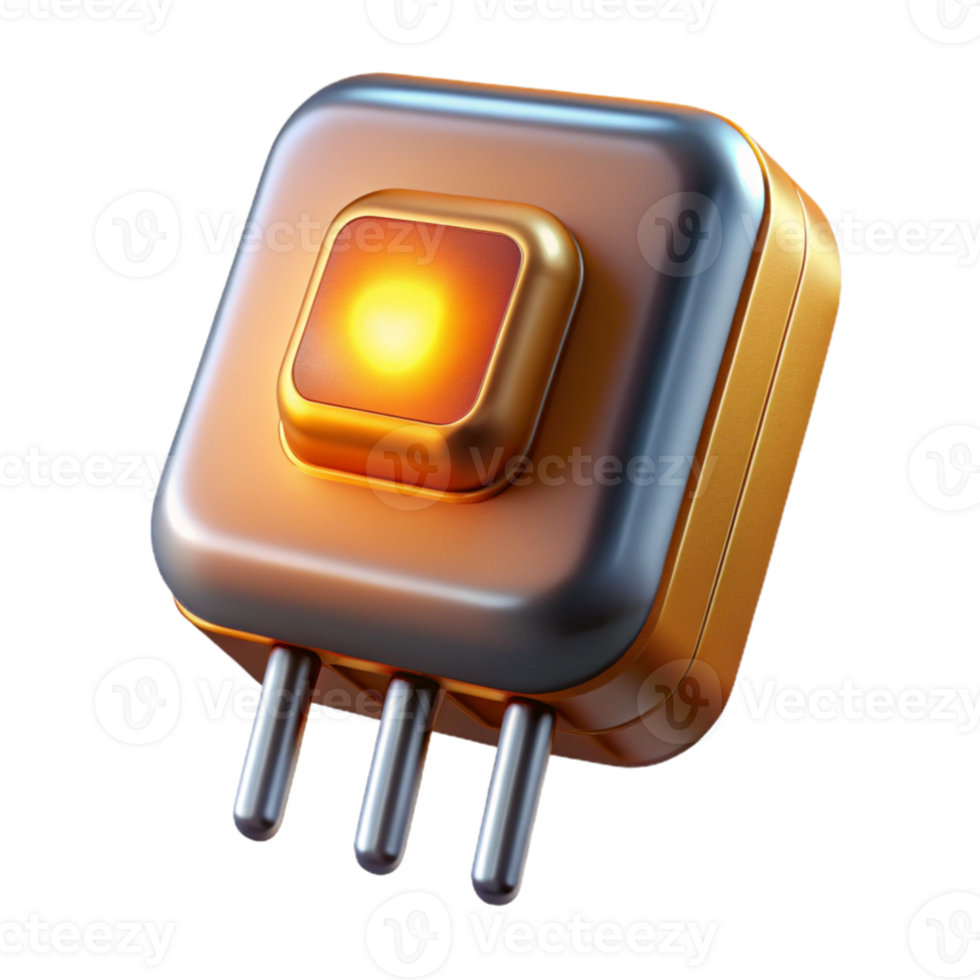 vibrant creative dramatic traditional A single, oversized transistor emitting a warm orange glow, detailed metallic texture, dramatic lighting, retrofuturistic style high resolution authentic png