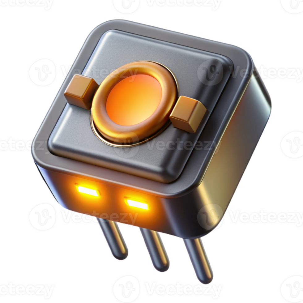 extraordinary abstract extraordinary rustic A single, oversized transistor emitting a warm orange glow, detailed metallic texture, dramatic lighting, retrofuturistic style genuine high resolution png