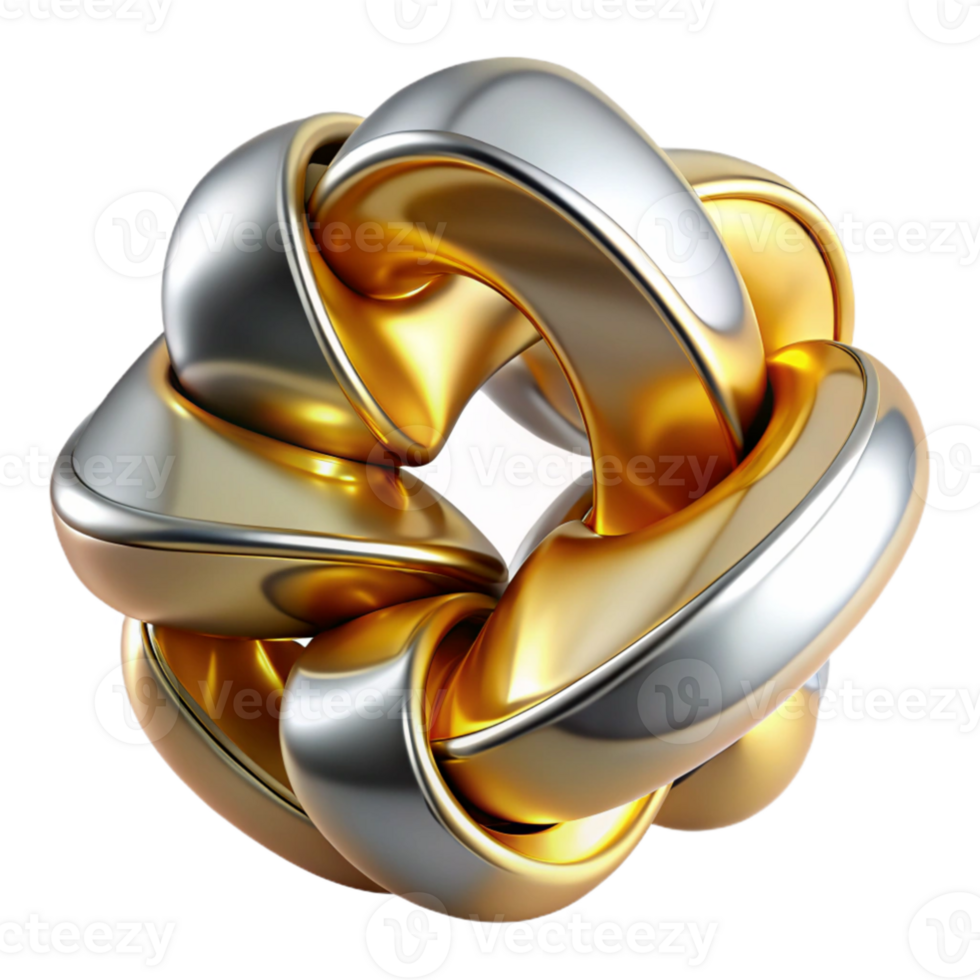 magnificent traditional serene abstract Interlocking, biomorphic shapes in metallic silver and gold, reflecting a warm, golden light, rendered in a sleek, futuristic style genuine professional png