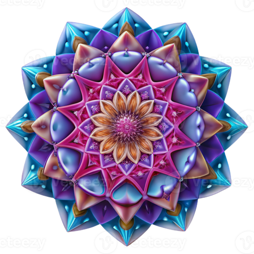wonderful modern extraordinary traditional A kaleidoscopic pattern of intricate, geometric mandalas, rendered in vibrant, saturated colors, with a symmetrical, mirrored composition, lit by a... png