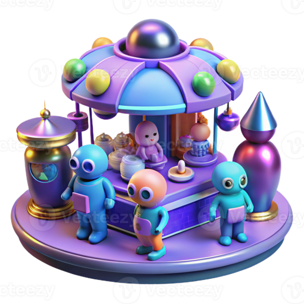 extraordinary modern impressive modern A futuristic marketplace, alien vendors selling strange wares, holographic displays, bustling crowds, vibrant, detailed, anime style authentic original png