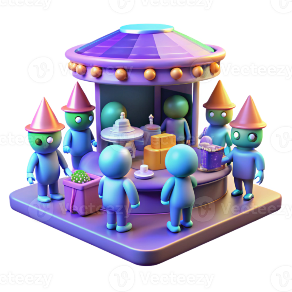 beautiful contemporary elegant creative A futuristic marketplace, alien vendors selling strange wares, holographic displays, bustling crowds, vibrant, detailed, anime style professional original png