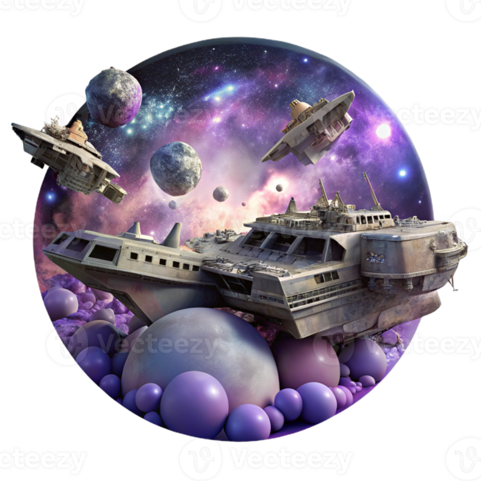 vibrant traditional beautiful rustic A spaceship graveyard, derelict ships floating in space, nebula backdrop, eerie, atmospheric lighting. Space opera style exclusive premium png