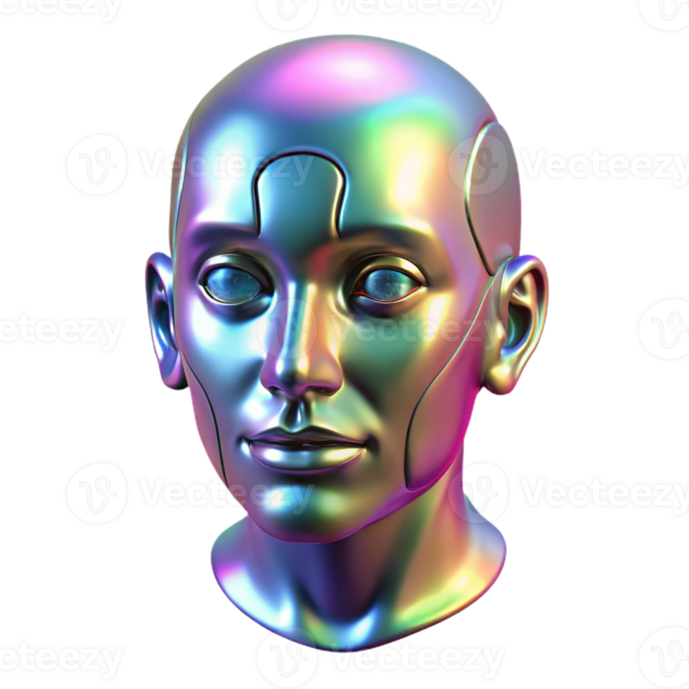 wonderful modern elegant contemporary A holographic projection of a human face, glitching and distorting, against a dark background. Cyberpunk, abstract style 4K premium png