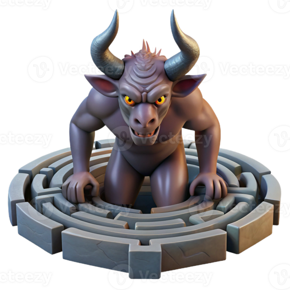 magnificent modern magnificent modern A powerful minotaur trapped in a labyrinth, rendered in a gritty, realistic style with dark shadows and a claustrophobic atmosphere genuine detailed png