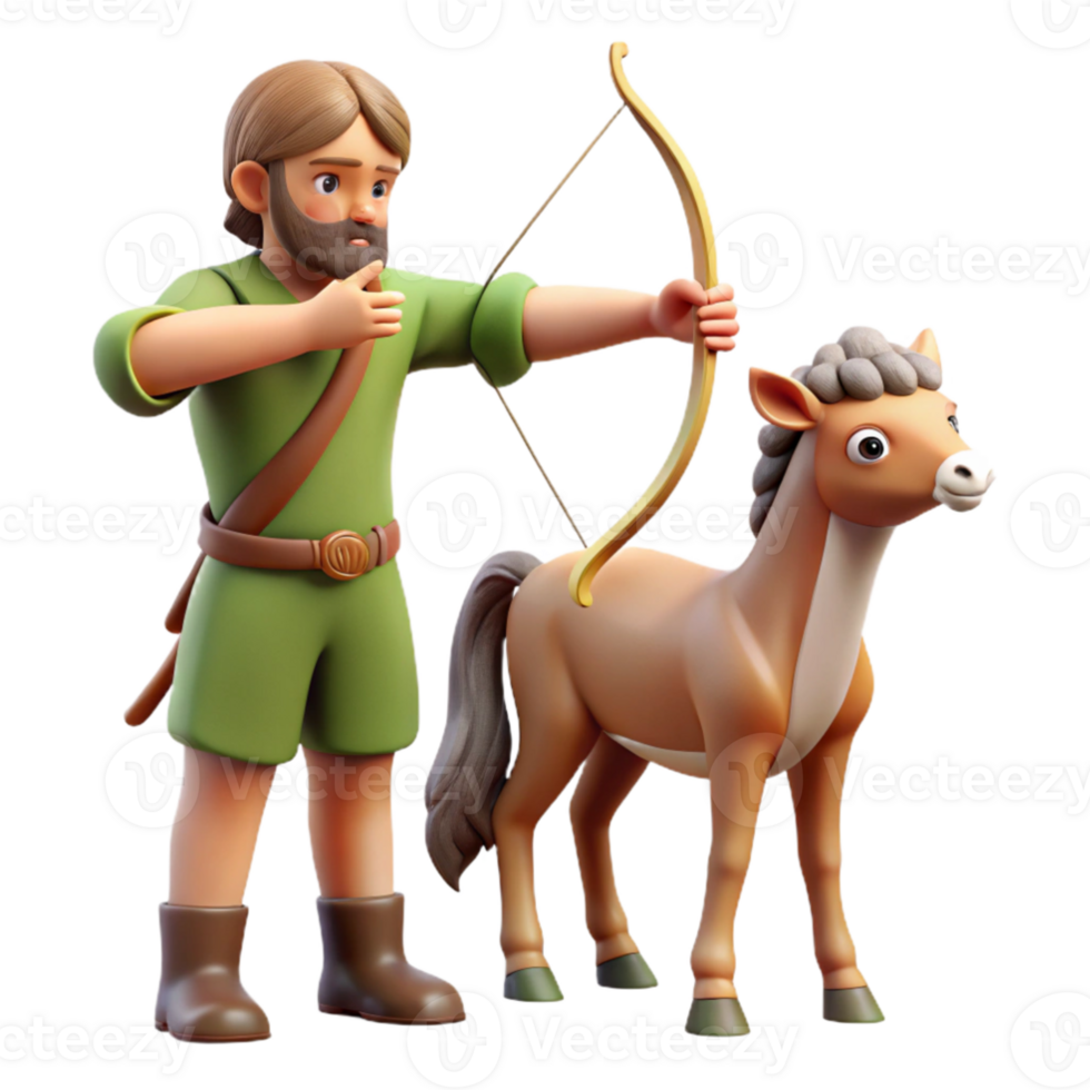 beautiful modern magnificent minimalist A wise old centaur teaching archery to a young human, depicted in a peaceful, pastoral style with warm, natural light original authentic png