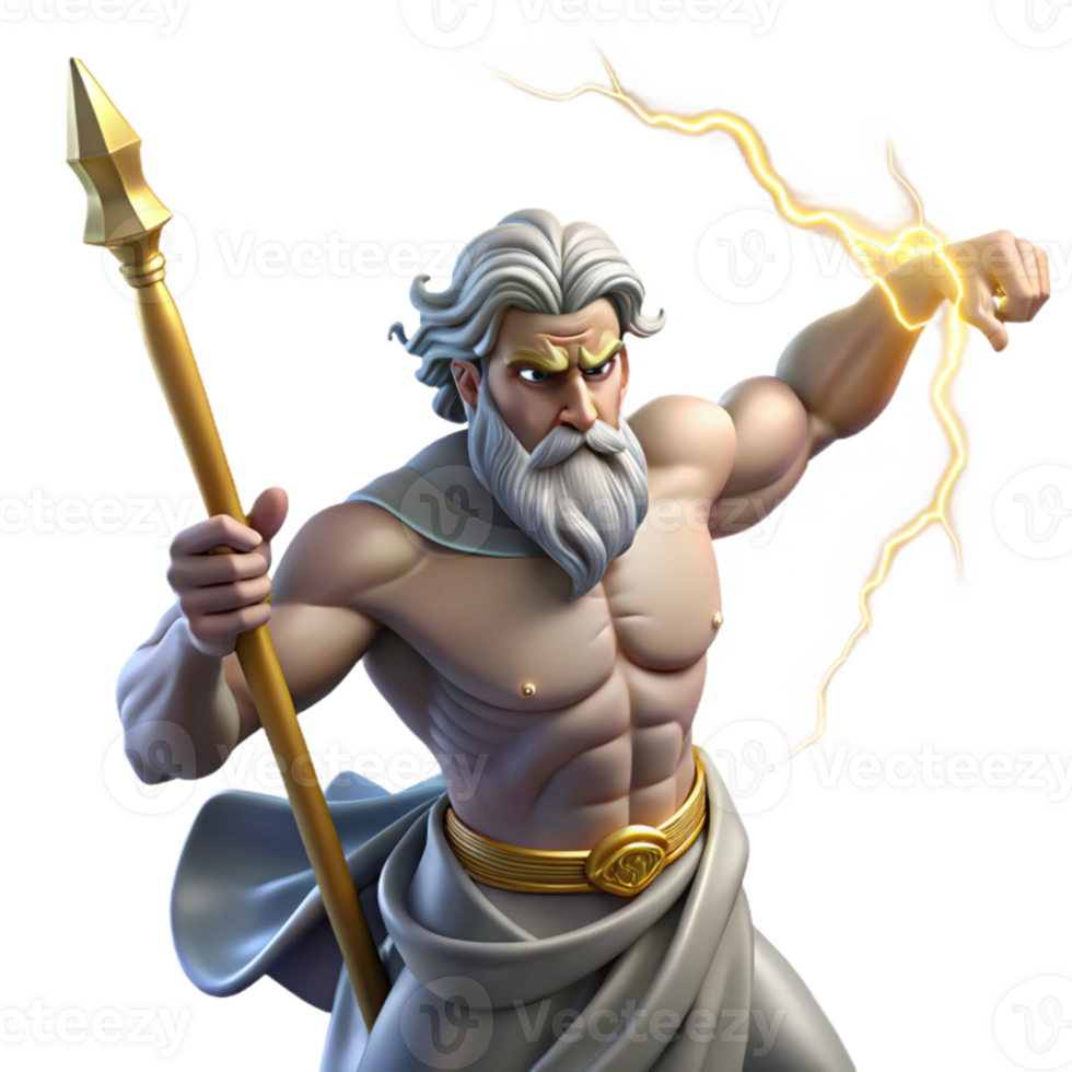 serene classic elegant classic A powerful Zeus hurling a lightning bolt from Mount Olympus, depicted in a dramatic, Renaissance style with realistic details and intense lighting genuine authentic png