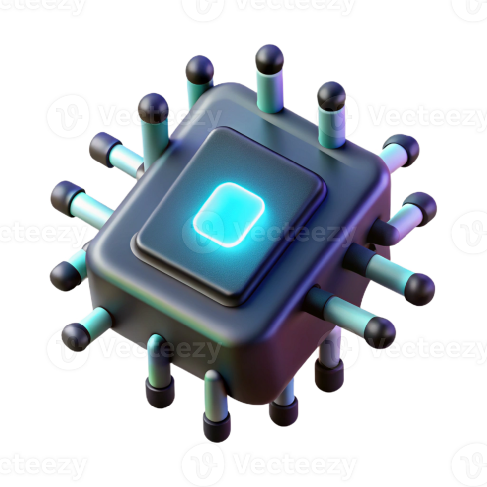 elegant contemporary vibrant artistic A single, bioluminescent microchip pulsating with energy, macro photography, dark background with a single light source, scientific style detailed high resolution png