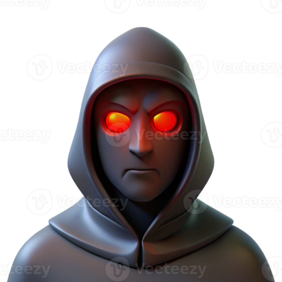 dramatic vintage beautiful minimalist Portrait of a mysterious figure shrouded in shadows, with only one glowing red eye visible. Low-key lighting. Dark fantasy style 4K genuine png