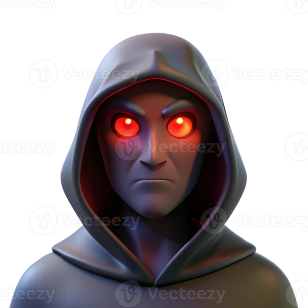 wonderful contemporary wonderful modern Portrait of a mysterious figure shrouded in shadows, with only one glowing red eye visible. Low-key lighting. Dark fantasy style 4K 4K png