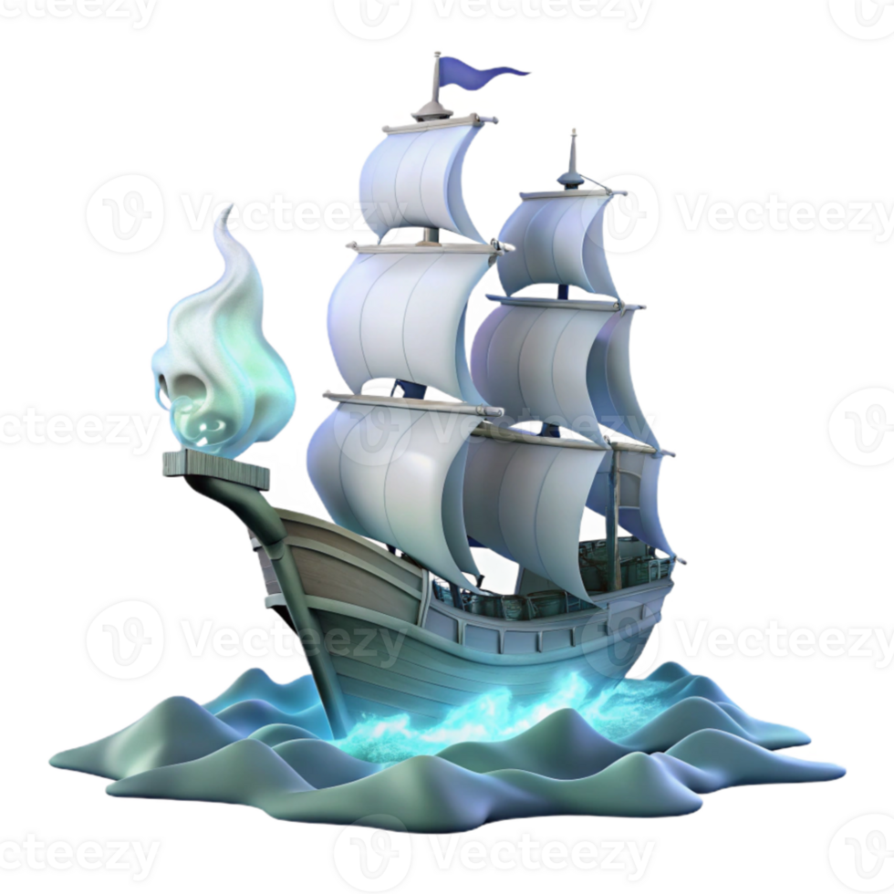 magnificent minimalist wonderful vintage A spectral ghost ship sailing through a stormy, moonlit sea, dramatic lighting, romanticism style exclusive premium png