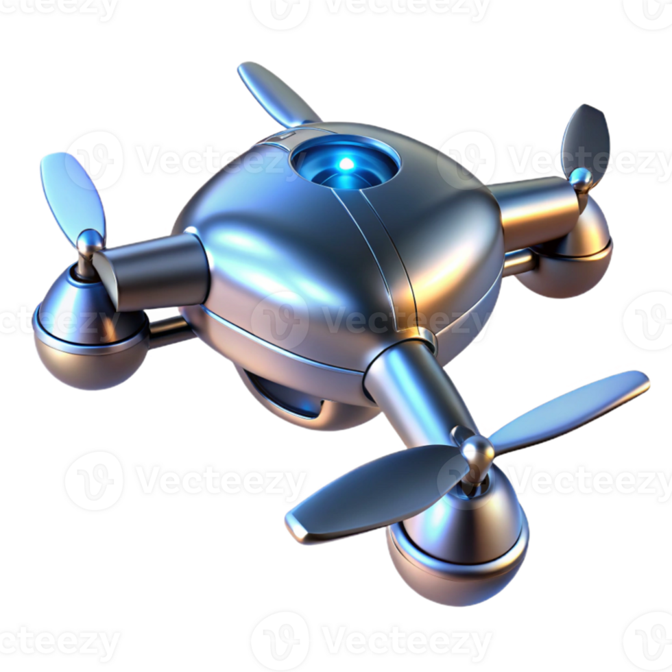 extraordinary modern extraordinary rustic A single, levitating AI-powered drone, its sleek metallic body reflecting the surrounding environment, lit by a cool, crisp daylight high quality 4K png