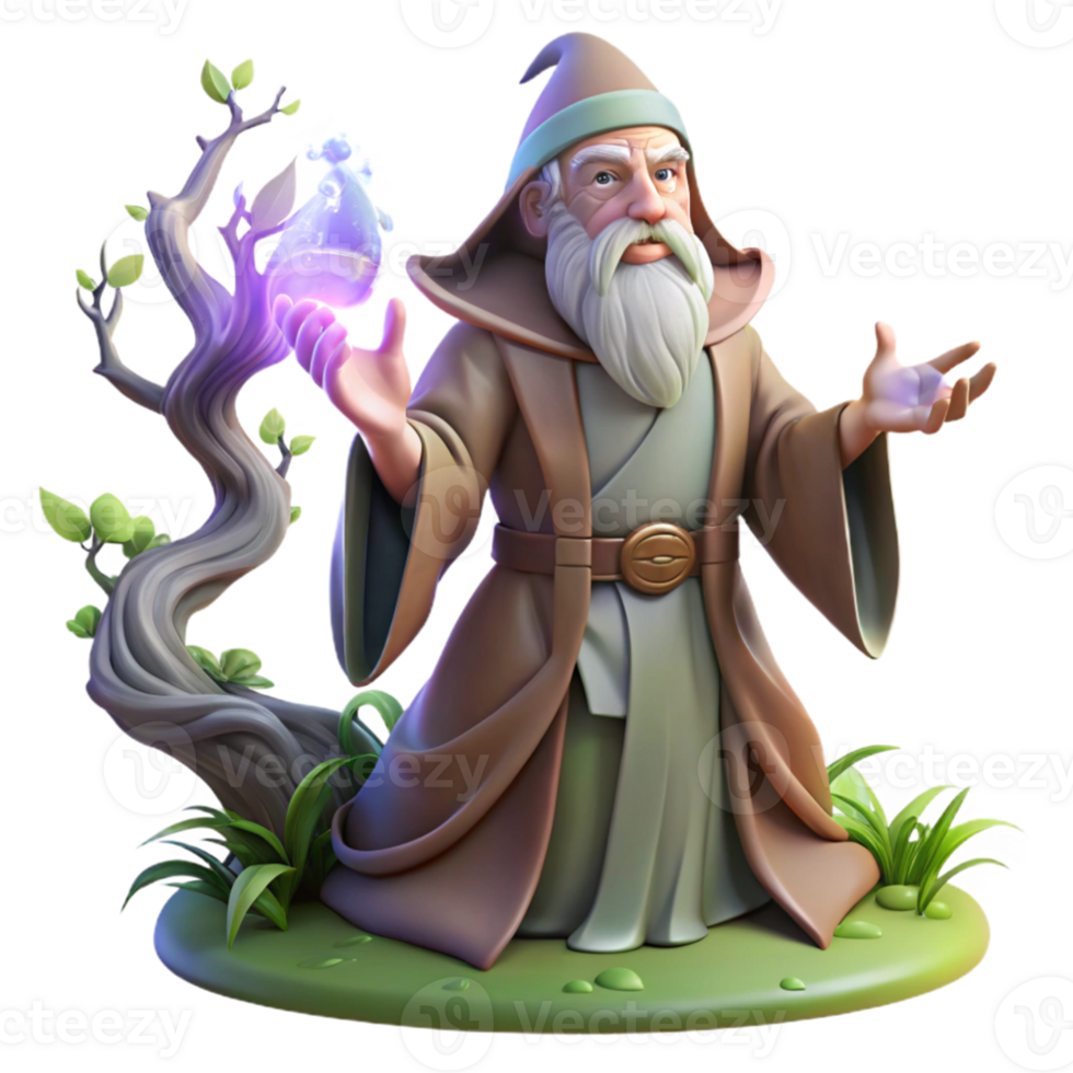 impressive minimalist stunning classic A wise old wizard casting a spell in a hidden grove, surrounded by swirling magical energy, soft, diffused lighting, Renaissance painting style genuine original png