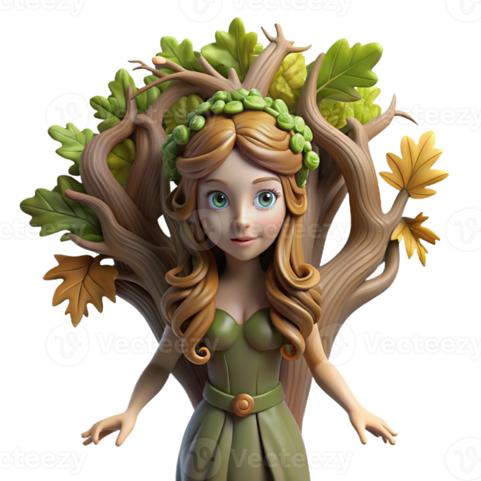 serene abstract beautiful artistic A beautiful dryad emerging from an ancient oak tree, dappled sunlight filtering through the leaves, Art Nouveau style genuine original png