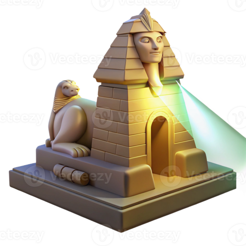 dramatic artistic impressive creative A mysterious sphinx guarding a hidden temple, illuminated by a single beam of light, ancient Egyptian style high resolution exclusive png