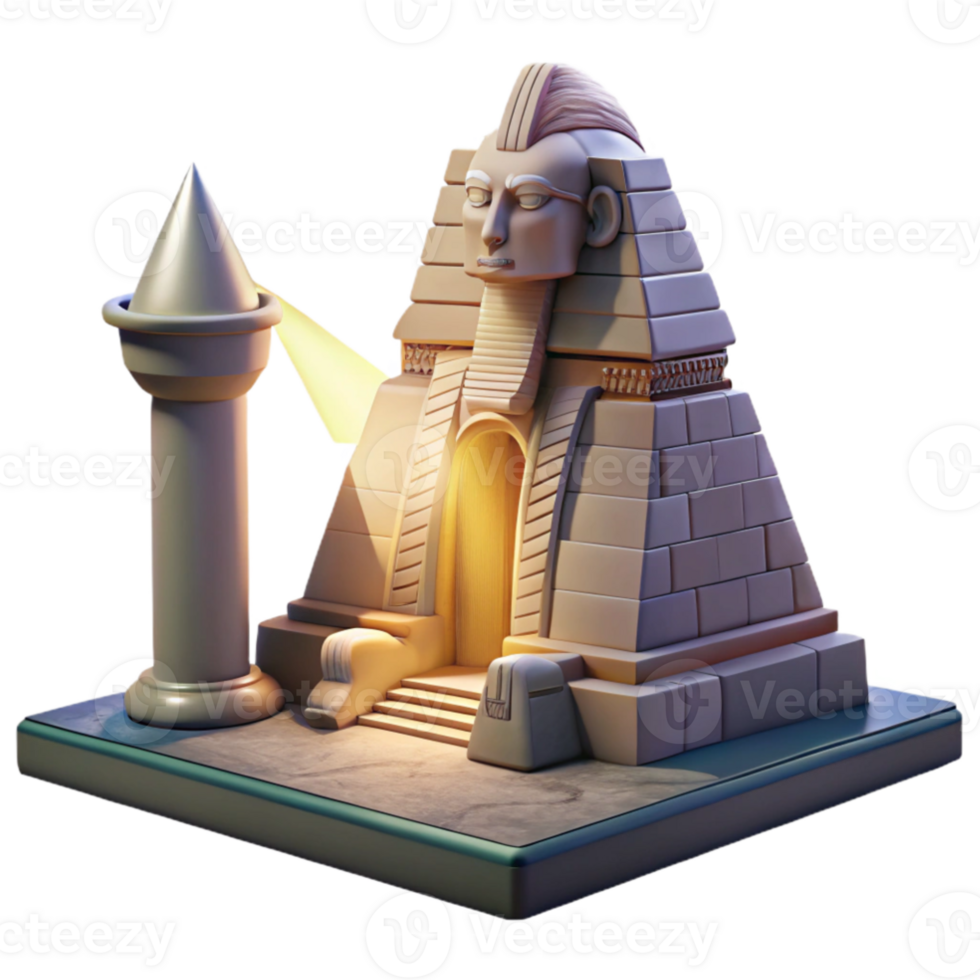 elegant rustic serene abstract A mysterious sphinx guarding a hidden temple, illuminated by a single beam of light, ancient Egyptian style high quality original png