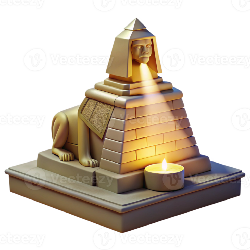 wonderful vintage dramatic classic A mysterious sphinx guarding a hidden temple, illuminated by a single beam of light, ancient Egyptian style premium premium png