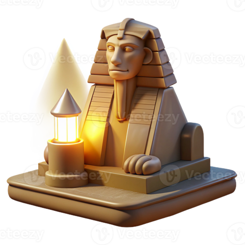 impressive vintage stunning modern A mysterious sphinx guarding a hidden temple, illuminated by a single beam of light, ancient Egyptian style exclusive genuine png