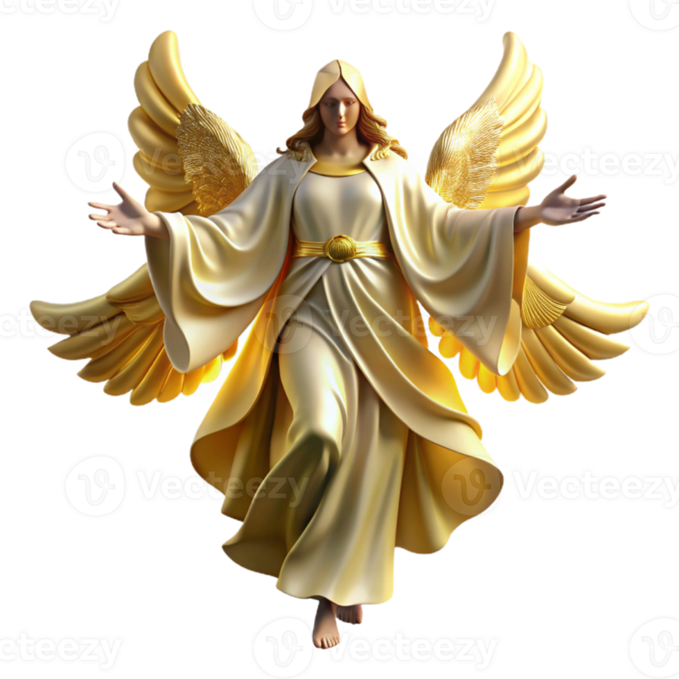 impressive abstract dramatic classic A celestial being with flowing robes and glowing wings descending from the heavens, bathed in golden light, baroque style authentic genuine png