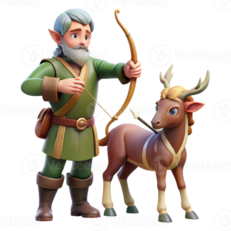 stunning creative magnificent abstract A wise old centaur teaching a young elf archery in a sunlit forest glade, soft and warm lighting, fantasy illustration style high resolution high quality png