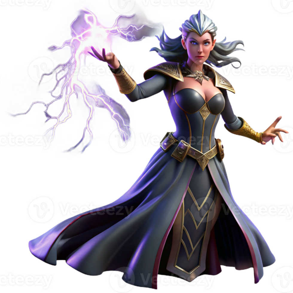 serene minimalist wonderful modern A powerful sorceress summoning a storm in a desolate wasteland, dramatic lighting and dynamic pose, digital painting style detailed exclusive png