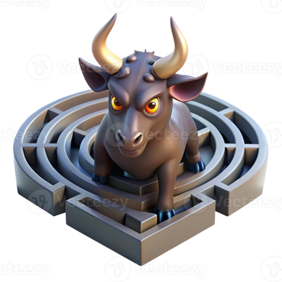 impressive classic elegant creative The Minotaur trapped in the labyrinth, shafts of light piercing the darkness, graphic novel style 4K professional png