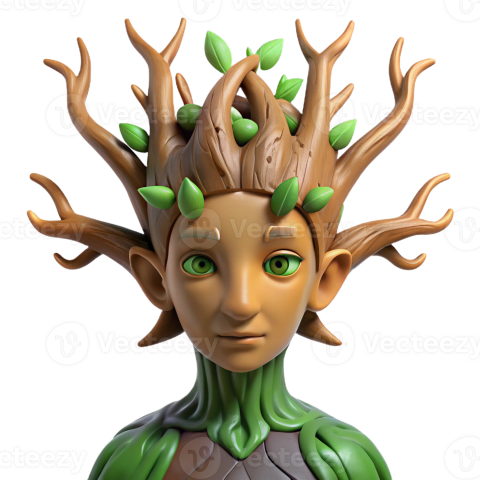extraordinary artistic dramatic abstract A dryad merging with a tree, bark and skin blending seamlessly, surrealism style, soft lighting authentic original png