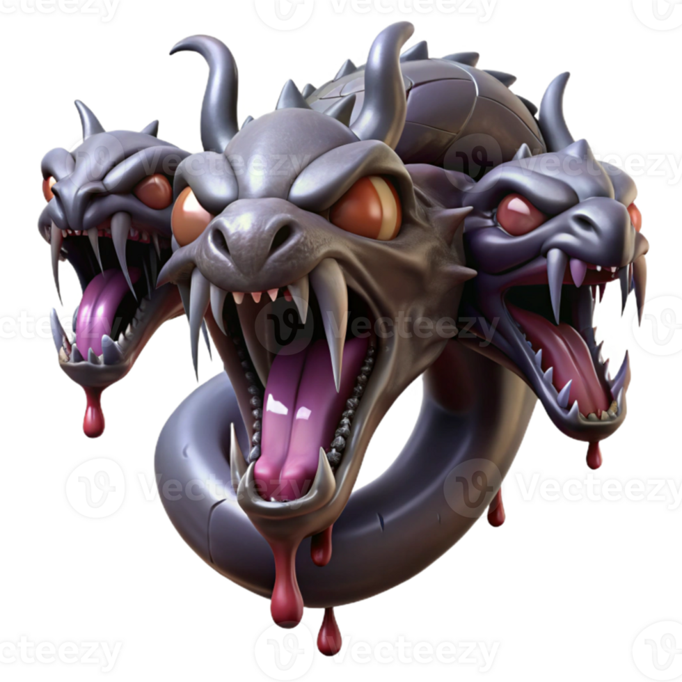 beautiful traditional impressive contemporary A hydra regenerating its heads, dripping with venom, dark fantasy style, chiaroscuro lighting high resolution high resolution png