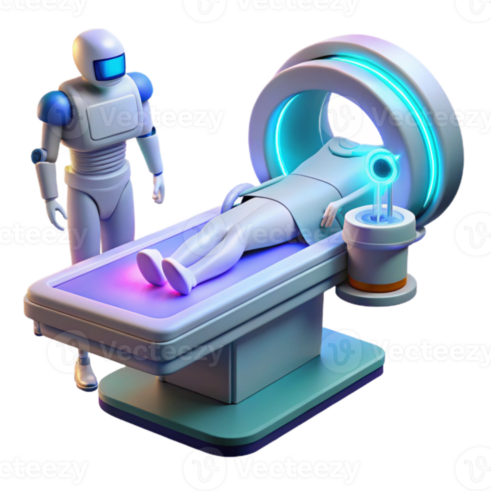 serene minimalist impressive vintage A futuristic medical bay, filled with advanced technology, a figure lying on a glowing operating table, medical illustration style exclusive genuine png