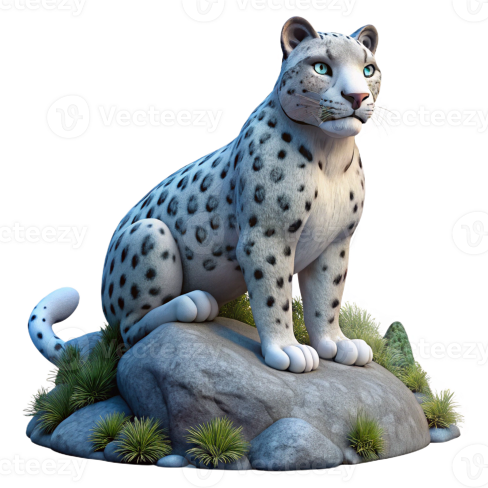 beautiful artistic elegant abstract A majestic snow leopard perched on a moss-covered rock, illuminated by a soft, ethereal moonlight, rendered in a hyperrealistic style high resolution exclusive png