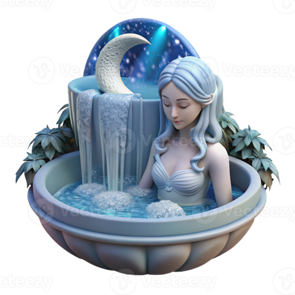 vibrant abstract elegant classic A celestial nymph bathing in a moonlit waterfall, Greek mythology, soft lighting, pre-Raphaelite style, ethereal beauty high quality premium png