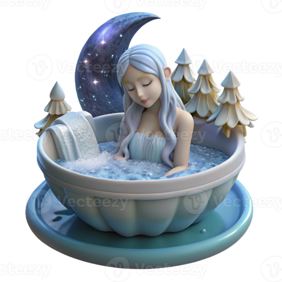 beautiful classic wonderful traditional A celestial nymph bathing in a moonlit waterfall, Greek mythology, soft lighting, pre-Raphaelite style, ethereal beauty genuine 4K png