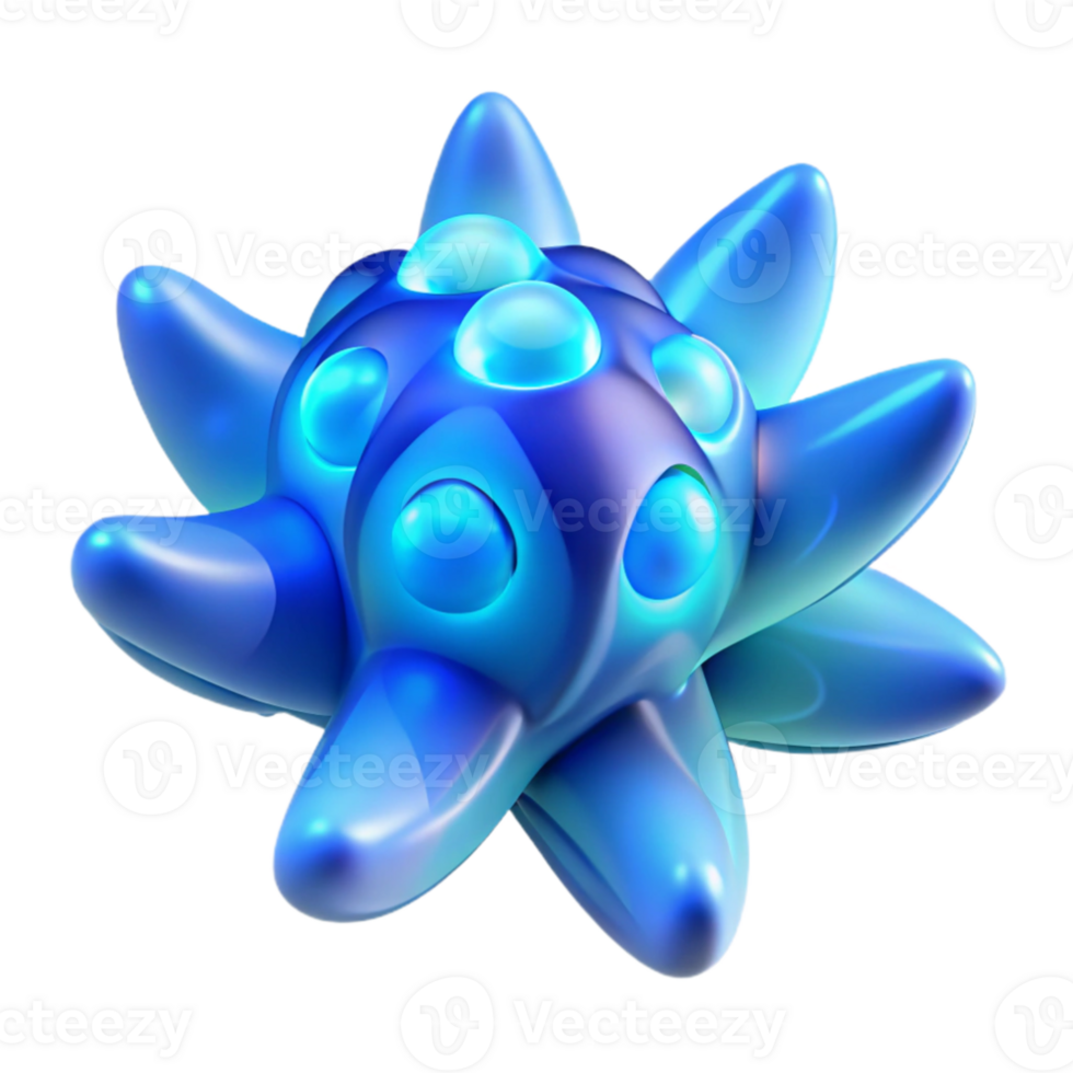 magnificent artistic extraordinary creative Biomorphic forms resembling deep-sea creatures, rendered in translucent glass, with internal bioluminescent blue light emanating outwards detailed premium png