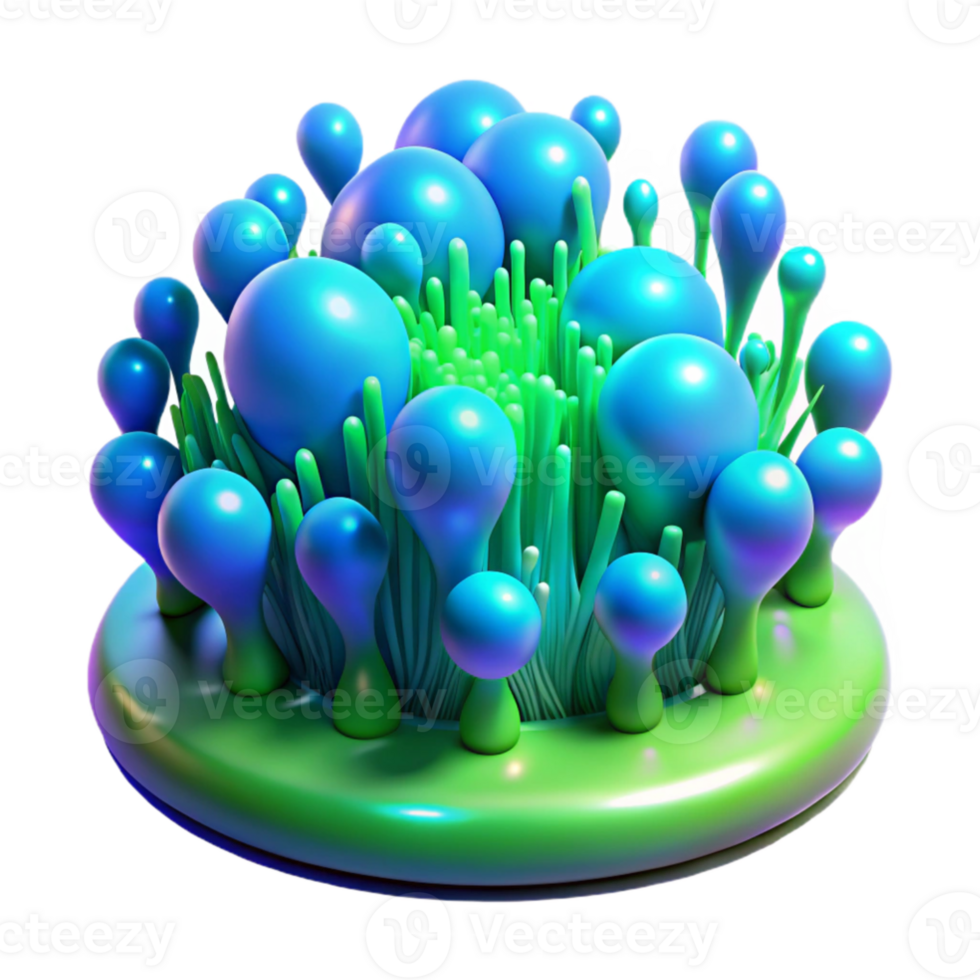 elegant rustic vibrant creative A field of pulsating, bioluminescent algae, in shades of electric green and neon blue, with a vibrant, psychedelic style detailed genuine png