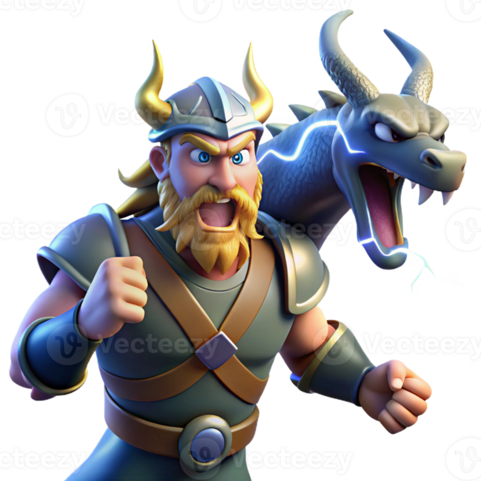 magnificent modern impressive rustic Thor battling Jormungandr, lightning illuminating the stormy sky, epic scale, comic book style original premium png