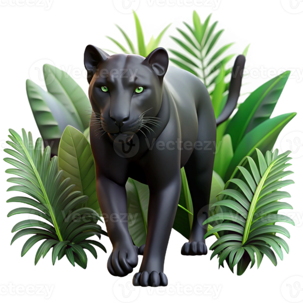 magnificent creative serene creative A sleek black panther stalking through a dense jungle, dramatic lighting, film noir style original authentic png