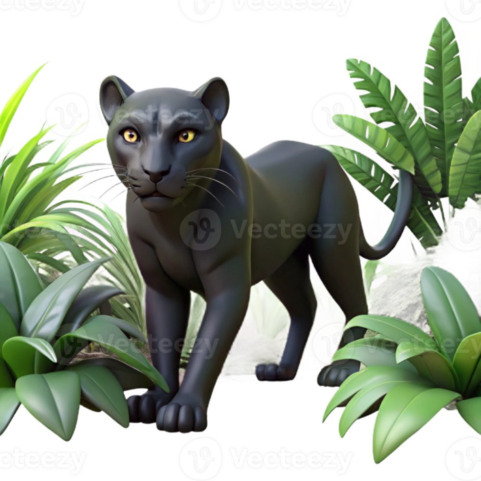 wonderful modern dramatic rustic A sleek black panther stalking through a dense jungle, dramatic lighting, film noir style 4K professional png