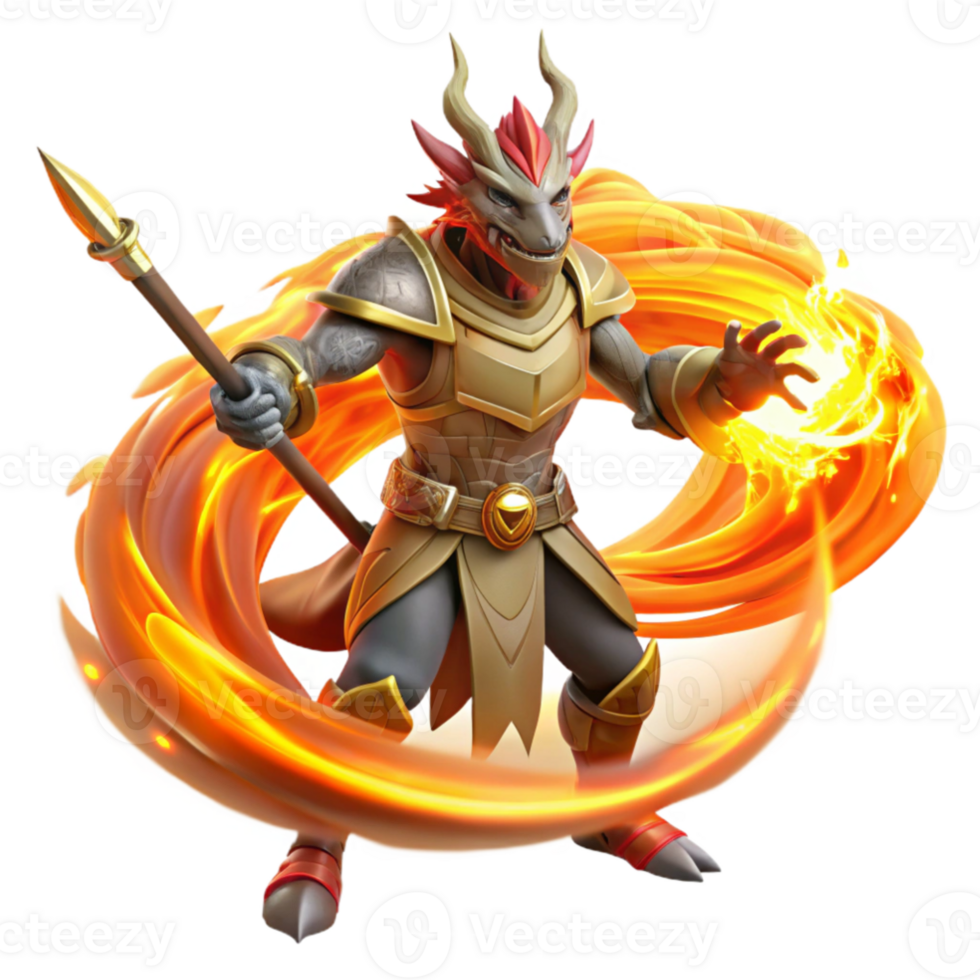 extraordinary traditional serene abstract A fierce dragonborn warrior wielding a flaming sword, standing amidst a swirling vortex of magical energy, dramatic lighting, comic book style high quality 4K png