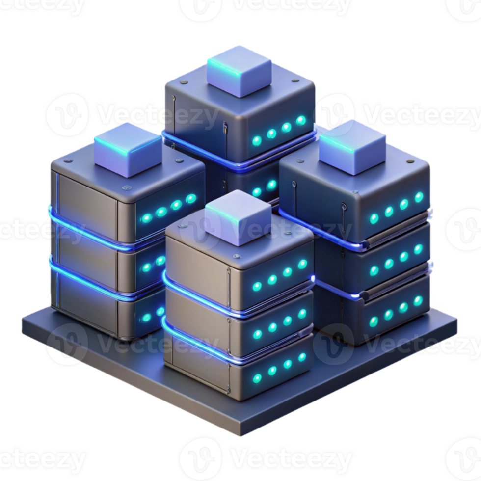 magnificent contemporary dramatic abstract A network of interconnected servers, glowing LEDs and fiber optic cables, data center aesthetic, low light, realistic style professional premium png