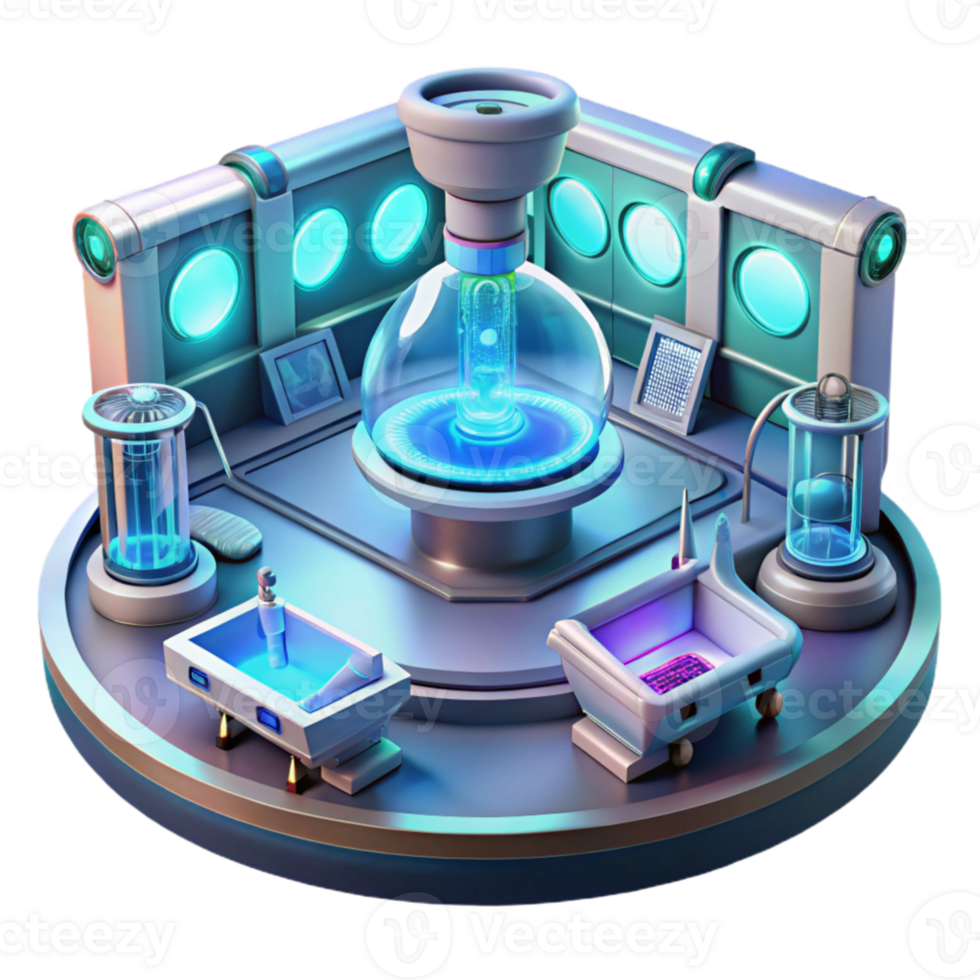 serene contemporary extraordinary abstract A futuristic laboratory filled with holographic displays and advanced technology, clean, sterile aesthetic, bright, even lighting high resolution authentic png