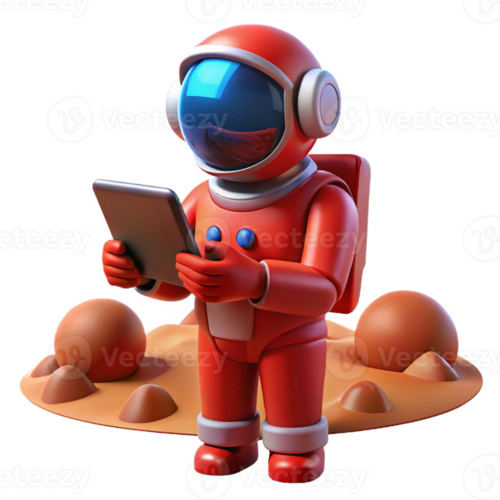 impressive rustic beautiful classic An astronaut using a futuristic tablet on the surface of Mars, red, dusty landscape, bright sunlight, science fiction style professional premium png