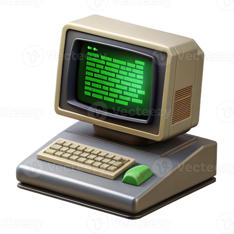 sereno abstrato sereno rústico uma vintage computador terminal exibindo complexo código, verde texto em uma Preto tela, crt scanlines visível, retrofuturístico estilo genuíno genuíno png