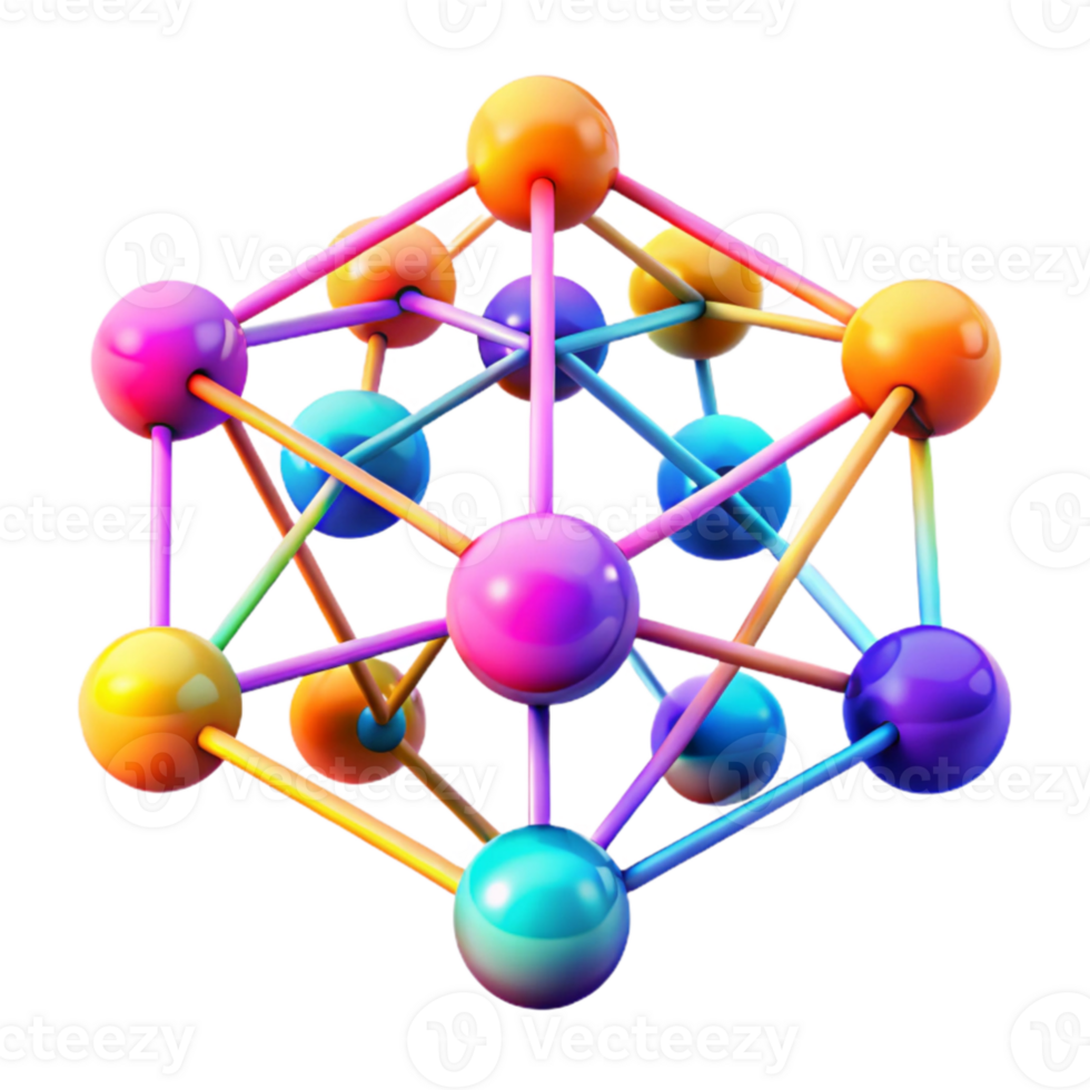 vibrant artistic stunning abstract A network of interconnected nodes pulsing with data, vibrant colors representing different data streams, abstract art style, neon lighting original exclusive png