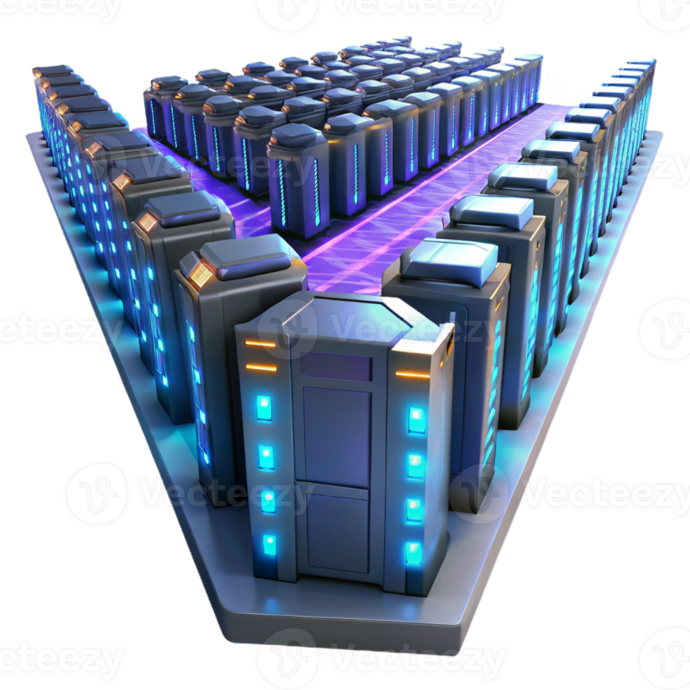 magnificent abstract beautiful minimalist A giant server farm extending into infinity, rows of glowing servers, science fiction style, low-key lighting genuine detailed png