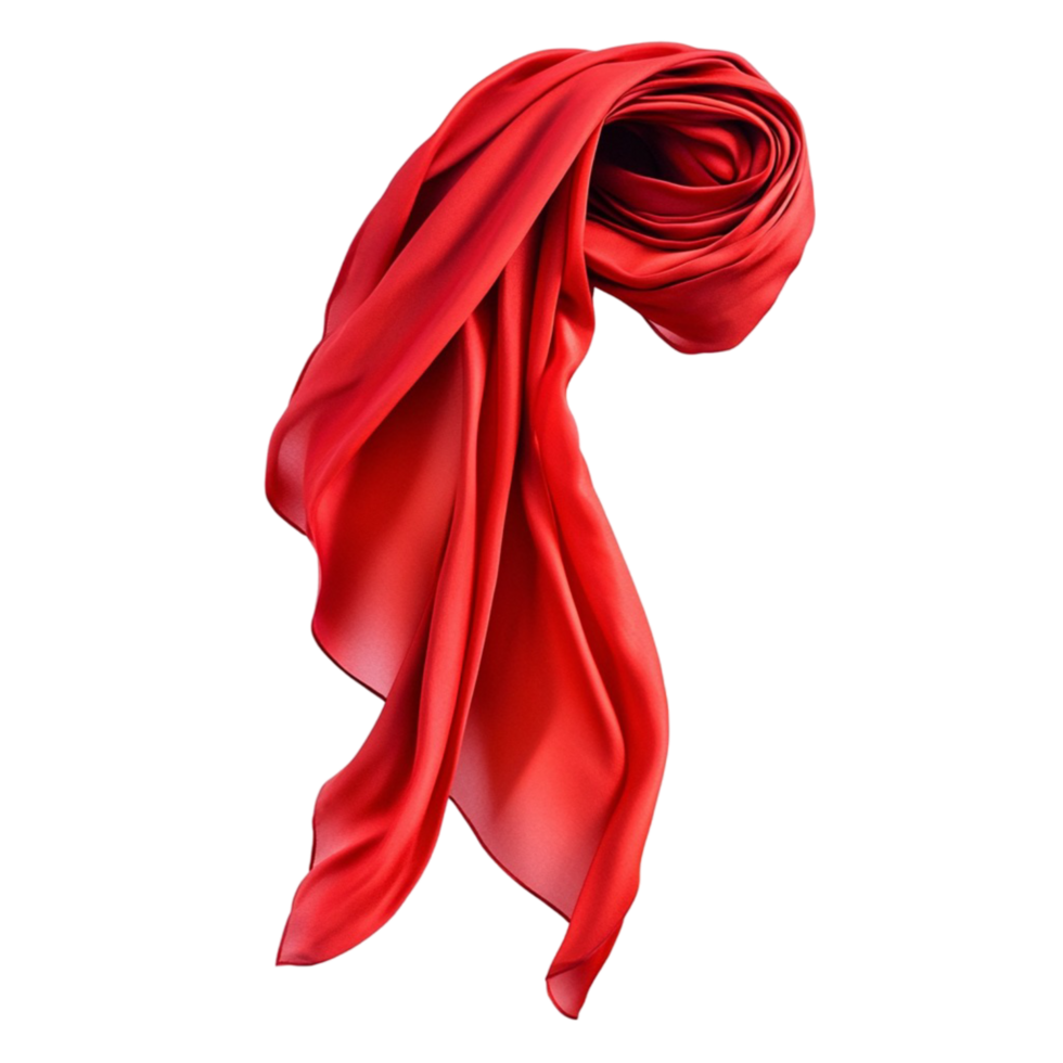 Flowing red silk fabric draped in folds png