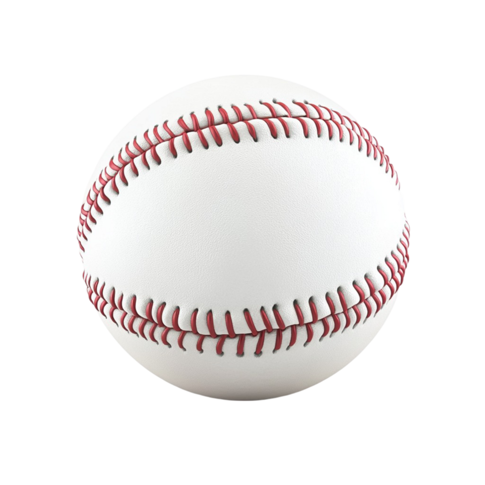 White baseball with red stitching and a surfac png