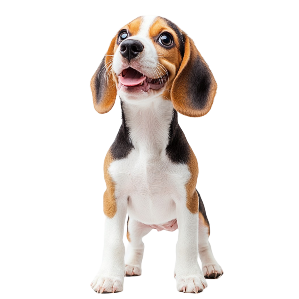 Cute beagle puppy sitting with floppy ears and eyes png
